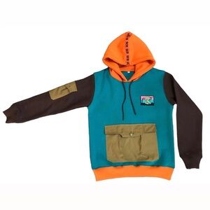 Colorblock Hoodie with Orange Hood